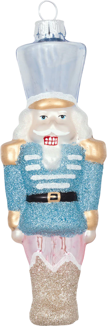 Weihnachtsbaumschmuck Greengate Nussknacker Glas hellblau groß