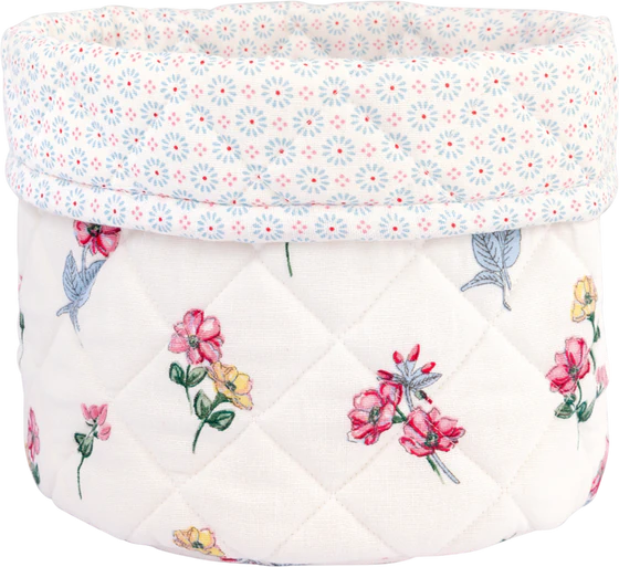 Brotkorb Stoff Greengate Portia Weiß – 100% Baumwolle Floral