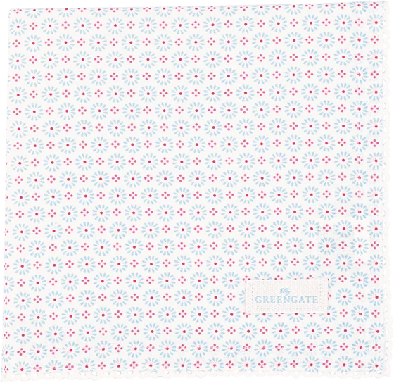 Stoffserviette Greengate Narina hellblau – Baumwolle, Spitzenbesatz