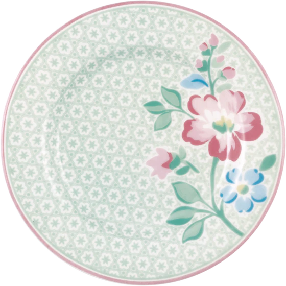 Dessertteller Steinzeug Greengate Athea Mint – Handgefertigt