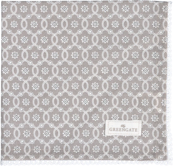 Stoffserviette Greengate Sina Grau – Edle Spitze, 100% Baumwolle