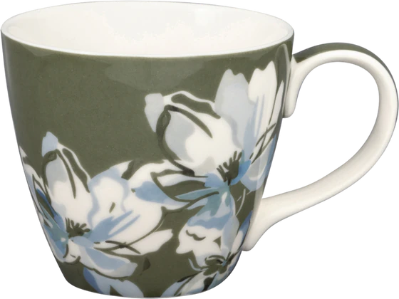 Kaffeebecher Steinzeug Greengate Evia olivgrün – Handgefertigt