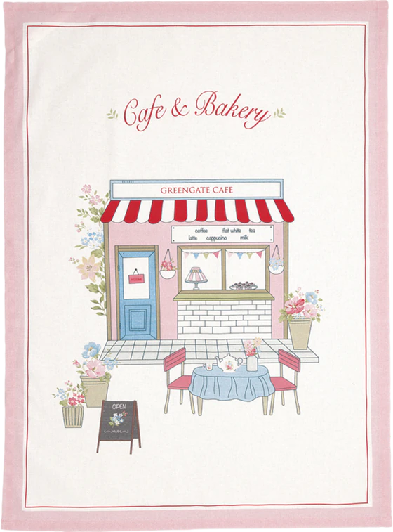 Geschirrtuch Greengate Josefina Weiß Florales Design Baumwolle