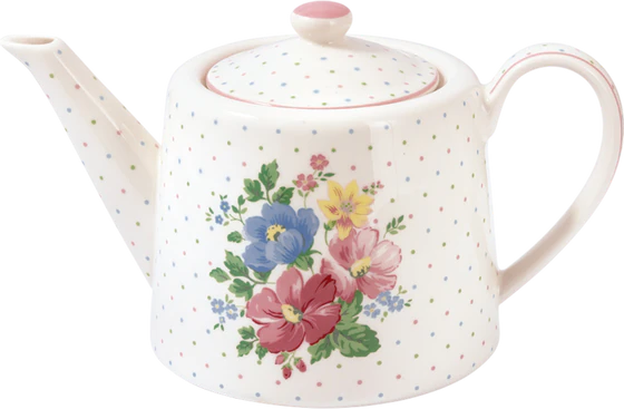Teekanne Greengate Josefina Weiß – Florales Steinzeug Design