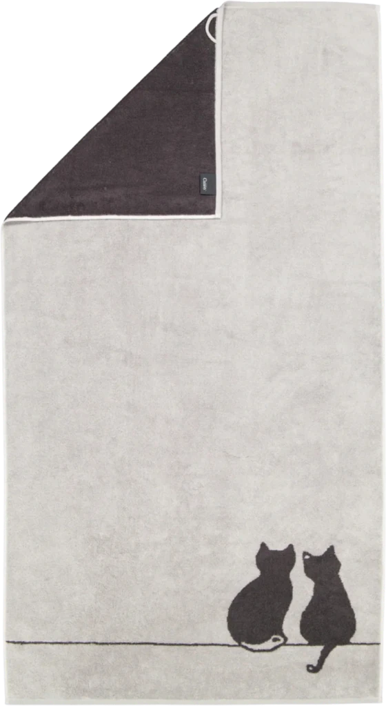 Handtuch Cawö Cute Cats 6263-70 platin basalt Baumwolle