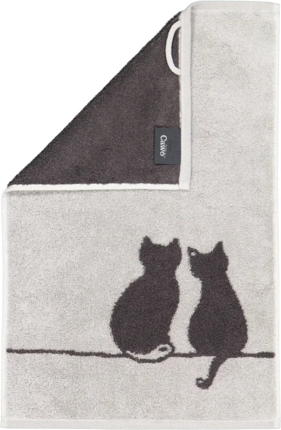 Handtuch Cawö Cute Cats 6263-70 platin basalt Baumwolle
