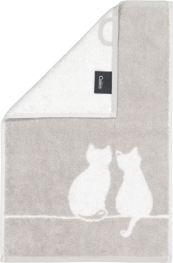 Handtuch Cawö Cute Cats 6263-76 Platin/Weiß Baumwolle