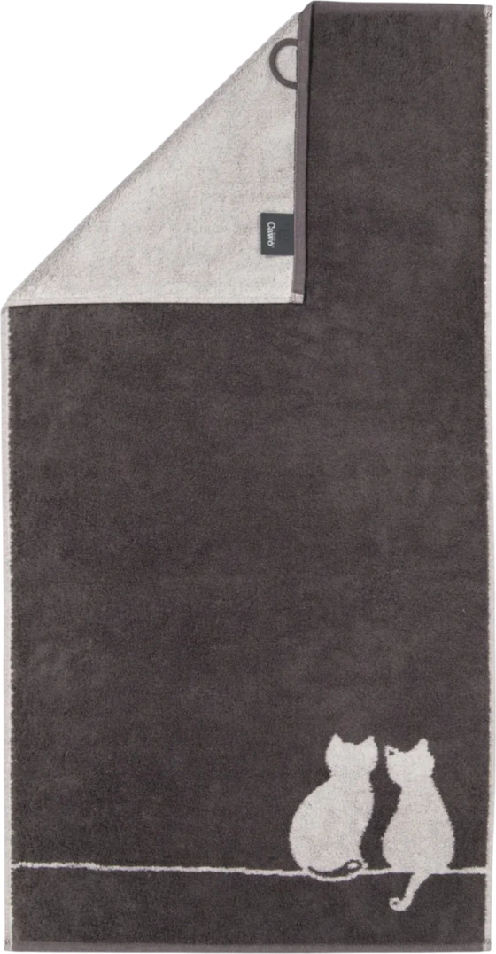 Handtuch Cawö Cute Cats 6263-77 basalt/platin – Flauschig & saugstark