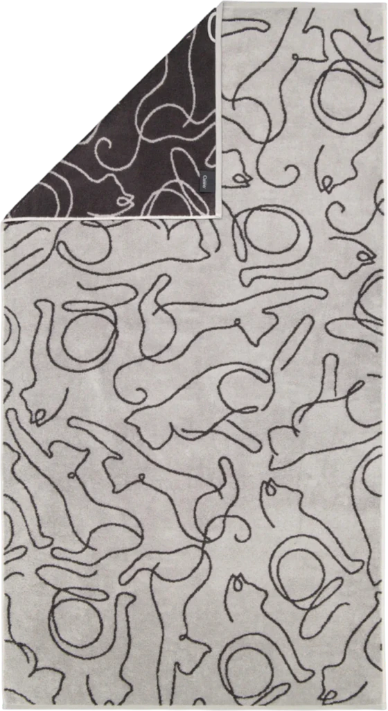 Handtuch Cawö Cute Cats 6264-70 platin/basalt Baumwolle