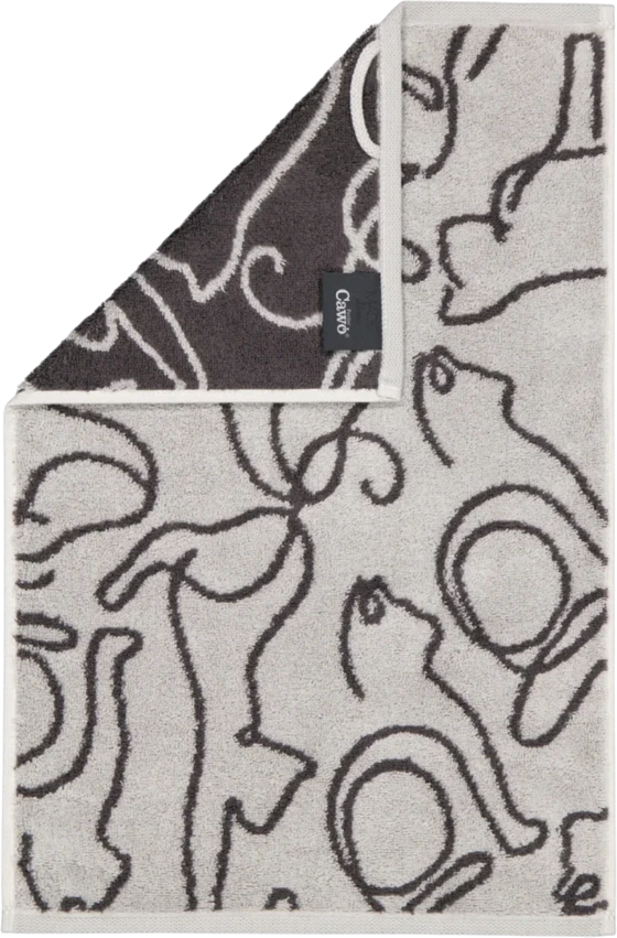 Handtuch Cawö Cute Cats 6264-70 platin/basalt Baumwolle