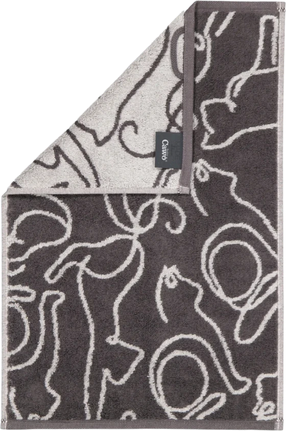Handtuch Cawö Cute Cats 6264-77 basalt/platin Baumwolle
