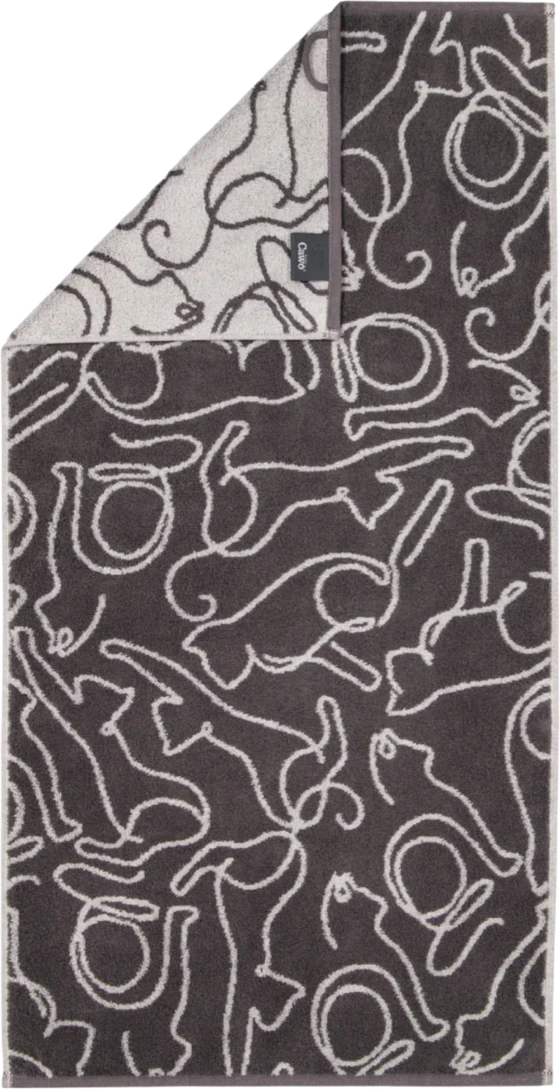Handtuch Cawö Cute Cats 6264-77 basalt/platin Baumwolle