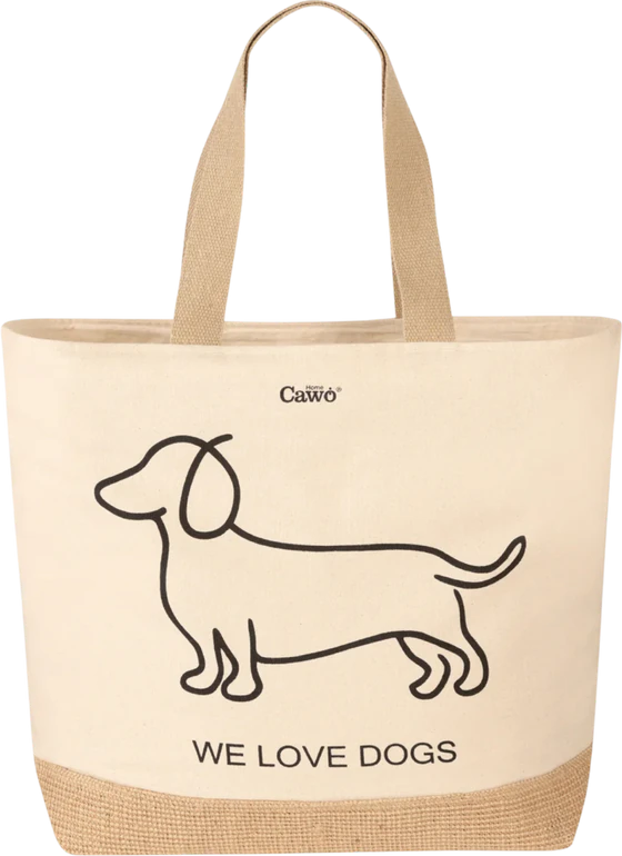 Freizeittasche Cawö 55701-39 natur/schwarz Baumwolle Hunde-Print