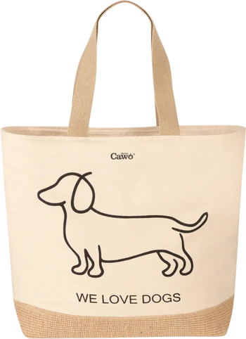 Freizeittasche Cawö 55701-39 natur/schwarz Baumwolle Hunde-Print