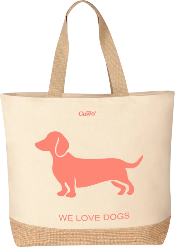 Freizeittasche Cawö 55702 natur pink-orange Baumwolle Hundemotiv
