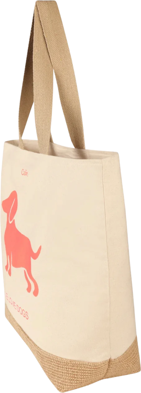 Freizeittasche Cawö 55702 natur pink-orange Baumwolle Hundemotiv