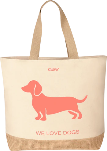 Freizeittasche Cawö 55702 natur pink-orange Baumwolle Hundemotiv