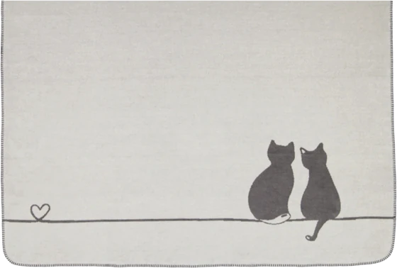 Wohndecke Cawö Cute Cats 62630-70 stein/anthrazit – Weich & Allergikerfreundlich