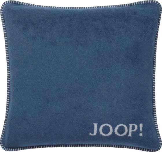 Kissenhülle Joop! Uni Doubleface Navy-Silber – Kuschelweich mit Häkelsaum