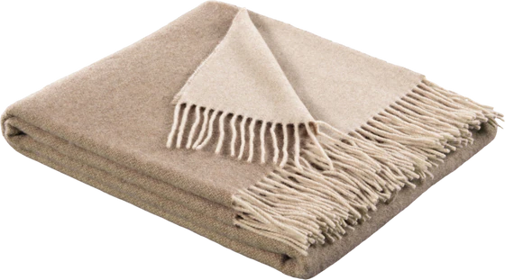 Kaschmir-Wolldecke Biederlack Plaid Natur Sand – Luxuriös Weich