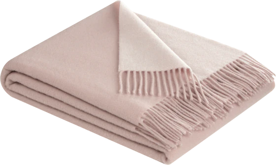 Fransenplaid Biederlack Plaid Rosé Ecru – Wolle Kaschmir Mix