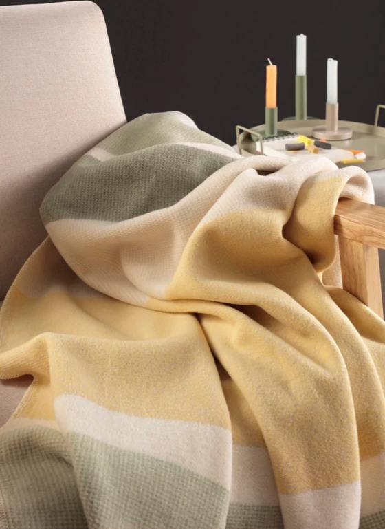 Wohndecke Baumwolle Biederlack Stripe Delight Gelb-Grün