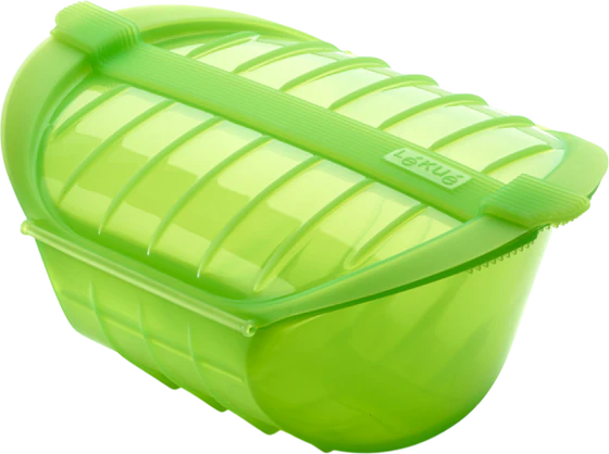 Mikrowellen-Dampfgarer Lekue Platin-Silikon 1-2 P. Grün