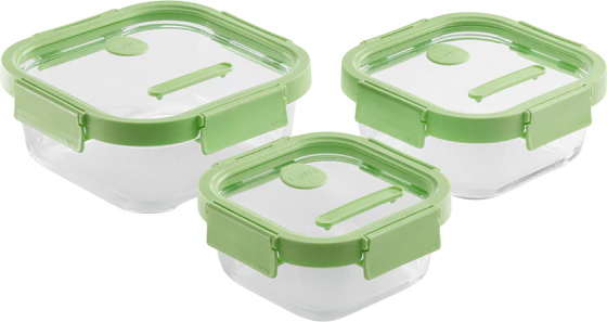 Vorratsglas-Set Lekue Quadratisch 3er luftdicht BPA-frei