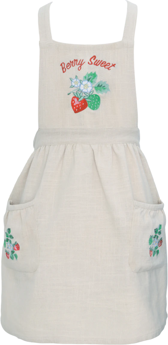 Kinderschürze Greengate Berry Sand – Baumwolle Stickerei
