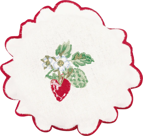 Stoffabdeckung Greengate Berry Weiß Stickerei Baumwolle