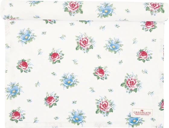 Tischläufer Greengate Alivia Weiß – Baumwolle Florales Design