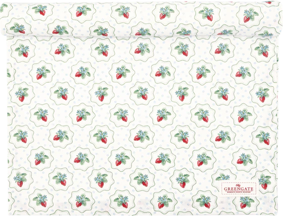 Tischläufer Greengate Berry petit weiß – 100% Baumwolle 45x140 cm