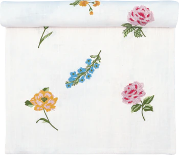 Tischläufer Greengate Estrid Weiß Bestickt – 100% Baumwolle