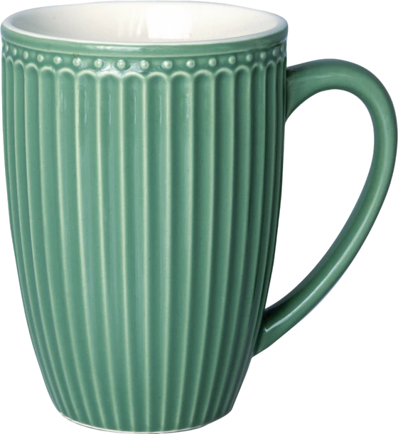 Hohe Kaffeetasse Greengate Alice Dusty Green Porzellan