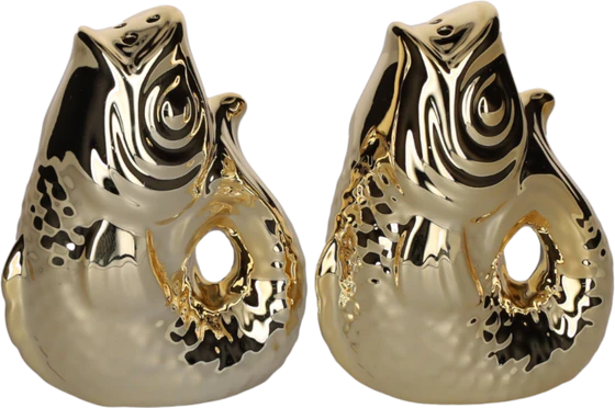 Salz- und Pfefferstreuer-Set Fisch Gold Steingut GIFTCOMPANY