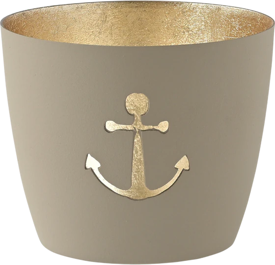 Windlicht aus Metall GIFTCOMPANY Madras Anker Sandstone Gold