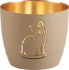 Windlicht aus Metall Katze Sandstone/Gold – GIFTCOMPANY