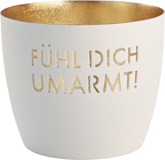 Windlicht aus Metall M Madras weiß/gold – GIFTCOMPANY