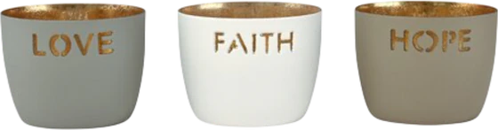 Windlicht-Set Metall XS 3er Madras Love Faith Hope GIFTCOMPANY