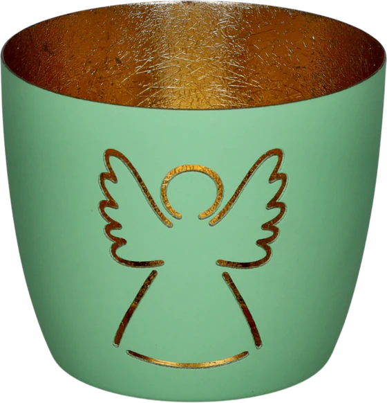Windlicht aus Eisen Engel aqua/gold M – GIFTCOMPANY Madras