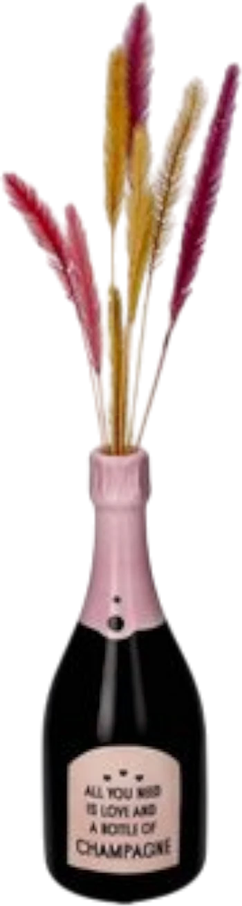 Dekorative Vase Champagnerflasche Schwarz/Rosa GIFTCOMPANY