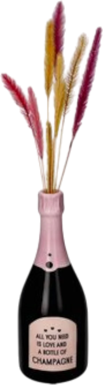 Dekorative Vase Champagnerflasche Schwarz/Rosa GIFTCOMPANY