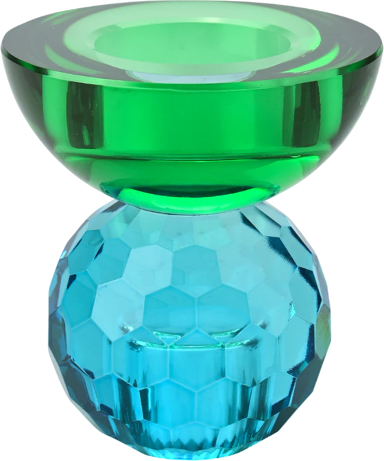 Kerzenhalter Kristallglas Blau/Grün – GIFTCOMPANY Sari Kugel