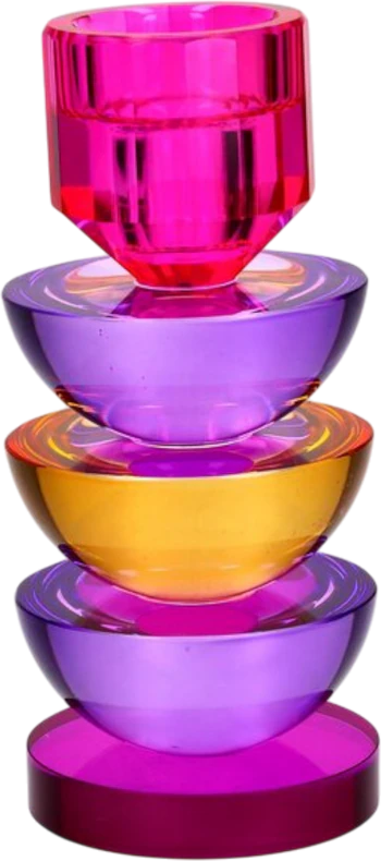 Kerzenhalter Kristallglas Sari lila/orange/pink – GIFTCOMPANY