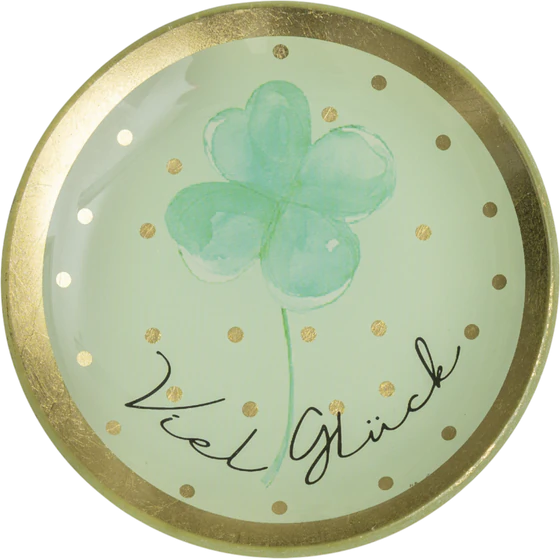 Dekorativer Glasteller GIFTCOMPANY Love Plates Mint Rund Glück