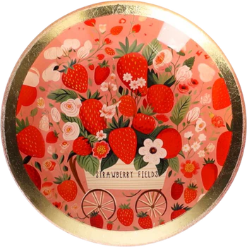 Dekorativer Glasteller GIFTCOMPANY Love Plates Rosa Erdbeer-Motiv