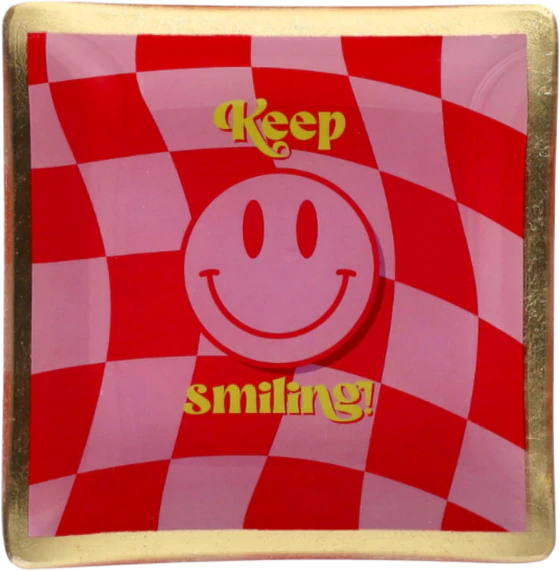 Dekorativer Glasteller GIFTCOMPANY Love Plates Keep Smiling