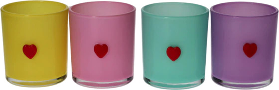 Windlicht aus Glas GIFTCOMPANY Jacquard Herz 4er-Set Multicolor