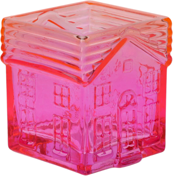 Windlicht Hausform Jacquard Pink Orange Glas – GIFTCOMPANY