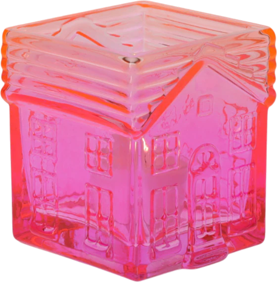 Windlicht Hausform Jacquard Pink Orange Glas – GIFTCOMPANY
